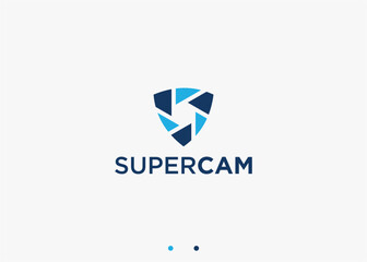 Fototapeta premium shield with lens logo design vector silhouette illustration