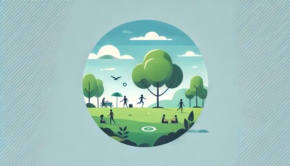 Fototapeta premium Tranquil Park Scene with Picnic