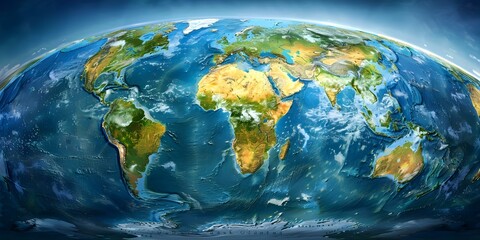 Fototapeta premium Large physical world map with detailed features in a giga size. Concept Physical World Map, Detailed Features, Large Size, Giga Map, Geographic Information
