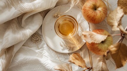 Thanksgiving day Mockup with apple cider in a glass