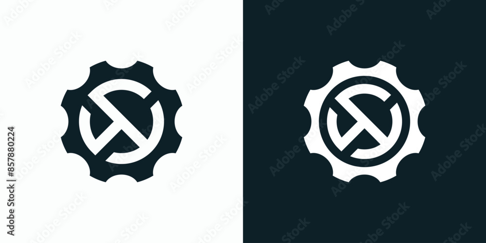 Poster sw letter initials vector logo design in gear circle shape with modern, simple, clean and abstract s
