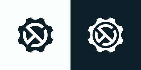 SW letter initials vector logo design in gear circle shape with modern, simple, clean and abstract style.