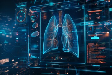 Concept of digital healthcare, research, and medical technology with X-ray images of the human lung. - Powered by Adobe