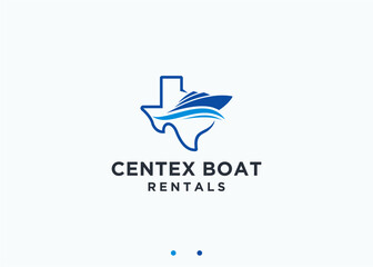 texas boat logo design vector silhouette illustration