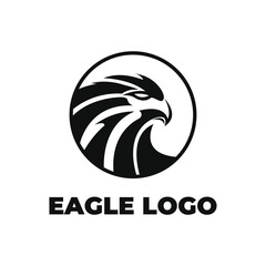 Fototapeta premium eagle head logo design concept idea with label circle