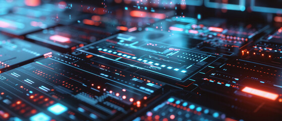 Obraz premium A close-up of a laptop running AI security software. technology AI