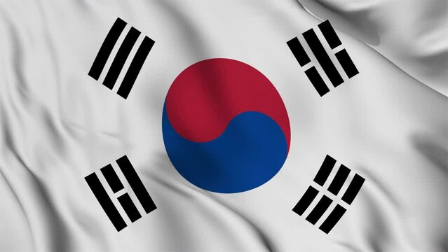 The South Korea flag animation seamless loop. 4K video