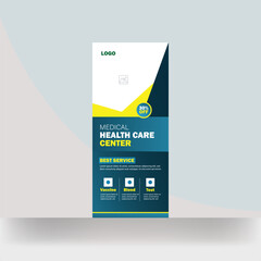 Medical healthcare roll up promotion banner design template