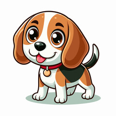 Adorable Purebred Beagle Puppy: Happy and Playful Domestic Dog with Brown and White Fur in a Natural Green Environment