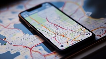 Navigation map on a smartphone screen.