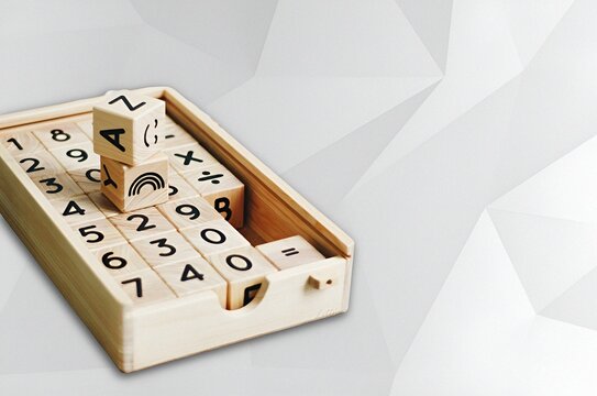 Wooden Educational Math Blocks with Numbers and Symbols