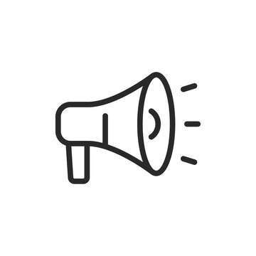 recommend clip art: Megaphone, linear style icon. Announcing. Editable stroke width