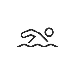 Swimming, linear style icon. aquatic exercise and fitness activity. Editable stroke width