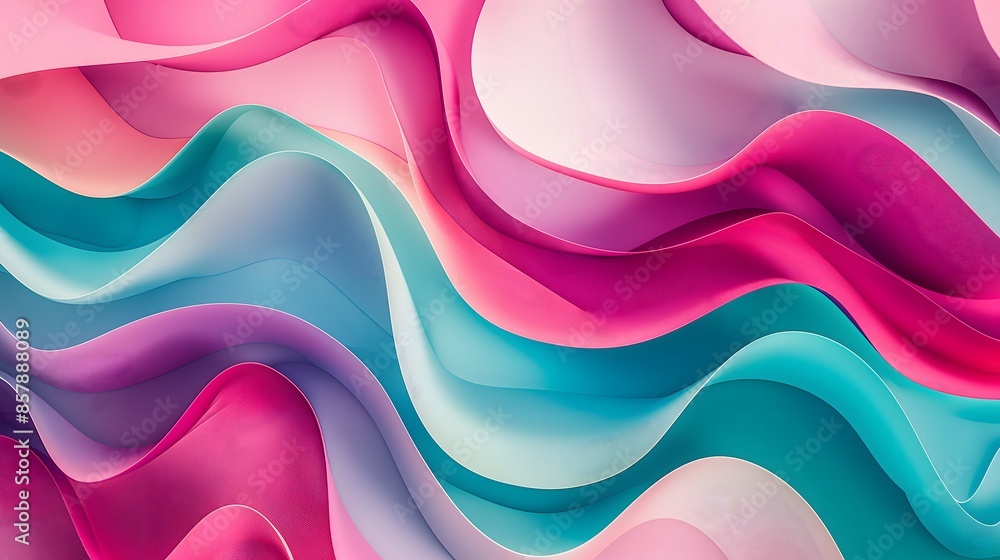Poster 3. design an artistic representation of abstract smooth shapes in vibrant hues like magenta and teal