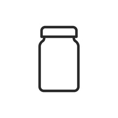 Tall jar, linear style icon. storage container for various food items. Editable stroke width.