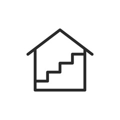 House with stairs, linear style icon. house with an internal staircase. Editable stroke width.