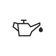 Oil can with drop, linear style icon. engine oil or lubrication. Editable stroke width.
