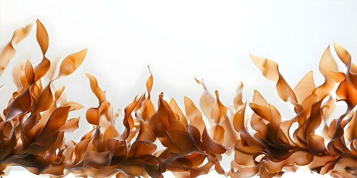 Atlantic Ocean brown algae Fucus serratus on blank background. Concept Ocean Life, Marine Biology, Seaweed Species, Coastal Ecosystems, Environmental Impact