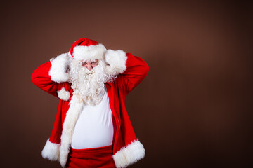 Funny fat Santa Claus and problems with men's health.