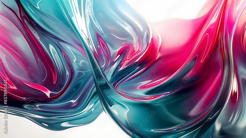 Poster 3. design an artistic representation of abstract smooth shapes in vibrant hues like magenta and teal