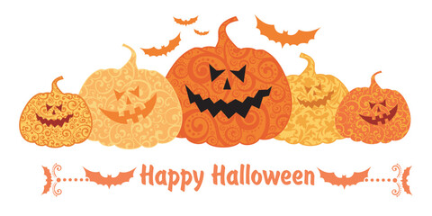 Halloween greeting card isolated on white background.  Vector Illustration 