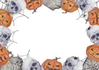 Spooky horizontal watercolor watercolor frames for Halloween