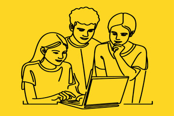 some pepole useing laptop and discus abour project.