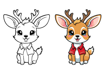 A deer vector cartoon art, perfect for children's books, woodland-themed decor, and digital designs. Bring enchanting illustrations to life in your creative projects