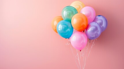 Colorful Balloons on Pink Wall