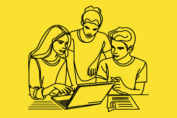 some pepole useing laptop and discus abour project.