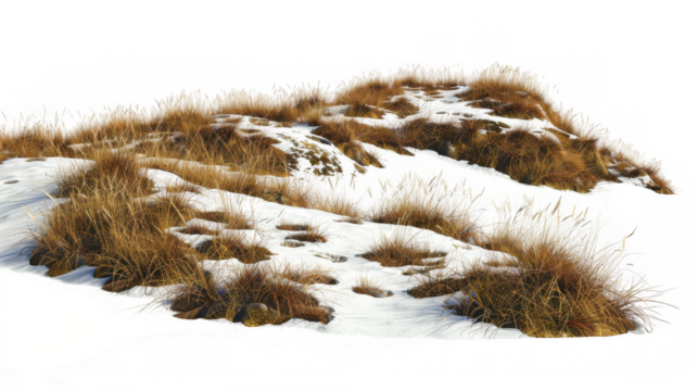 Dry Grass with Snow Patches