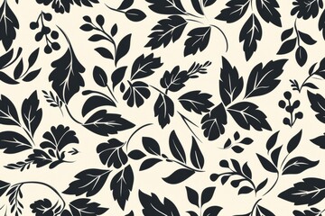 Fototapeta premium Minimalist seamless pattern featuring elegant monochrome flowers on a two-color background