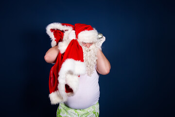 Santa Claus is saving money for gifts.