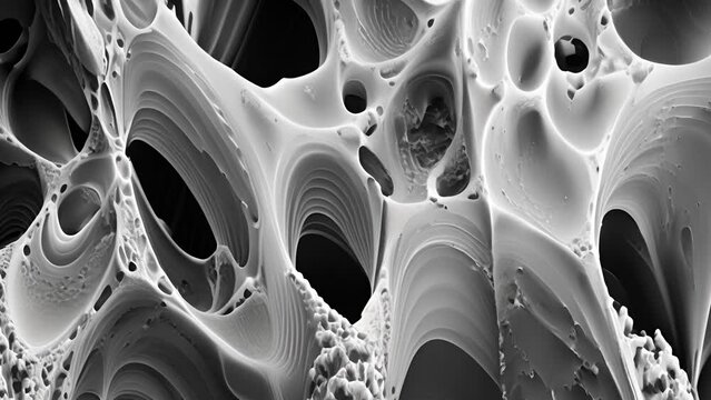 Scanning electron micrograph of the bat membrane displaying its smooth surface and the interlocking fibers that aid in filtration and cell movement.