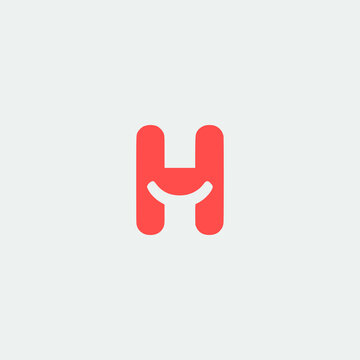 letter H smile professional logo vector illustration template design