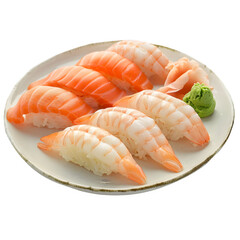 Fresh sushi platter on transparent background