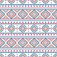 Ancient echoes Aztec geometric seamless patterns southwest Navajo Native American tribal ethnic colorful for textile printing