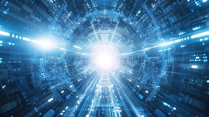 High-End Blue Technology Background with White Center and Light Blue Gradient, Evoking High Quality and High Detail