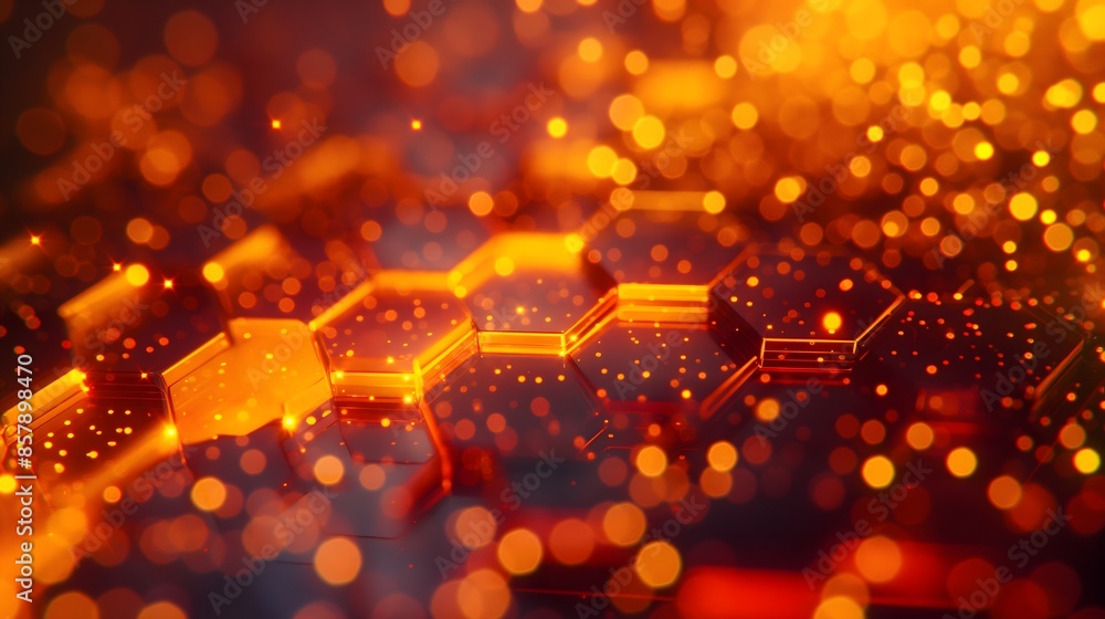 Poster 4. produce a dynamic abstract background with hexagonal shapes and vibrant glowing lights in colors 