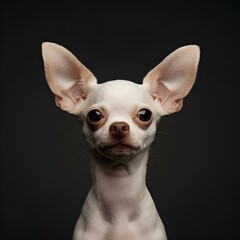 Curious Chihuahua Puppy Under Rim Lighting Against Solid Black Background