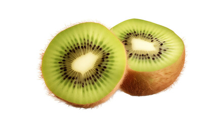 Fototapeta premium Green and Fresh Kiwi Fruit Isolated on Transparent Background for Healthy Organic Food Concept
