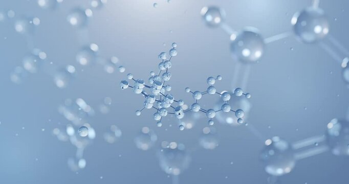 Epigallocatechin gallate, rotating 3D model of catechin, seamless looped video, molecular structure with selective focus