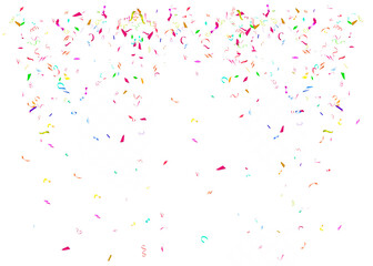 Confetti falling down isolated on transparent background. Rainbow color gold confetti PNG.  Create birthday and party decoration concept.  banner, poster, flyer,