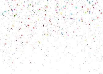 Obraz premium Confetti falling down isolated on transparent background. Rainbow color gold confetti PNG. Create birthday and party decoration concept. banner, poster, flyer,