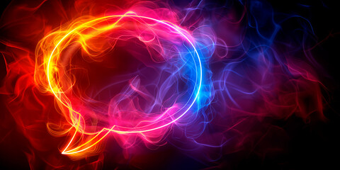 Obraz premium Abstract swirling smoke in blue and red colors against a dark background, conveying the concept of energy. Generative AI