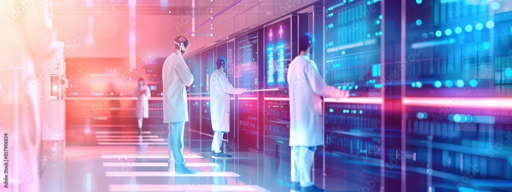 Poster ai and medical data security: a scene of a hospital it department ensuring the security of ai-driven