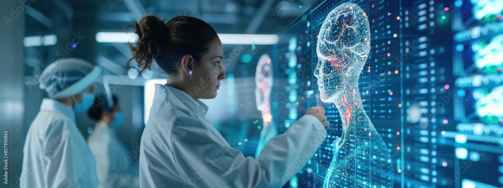 Poster ai and medical data security: a scene of a hospital it department ensuring the security of ai-driven