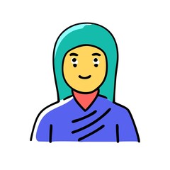 linear portrait of a woman. linear people of different colors, in different clothing styles and ages