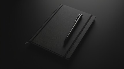 male notebook with a pen, mockup with copy space,