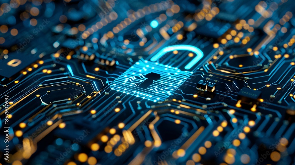 Poster focuses on cybersecurity for businesses, emphasizing document privacy protection and online data sec